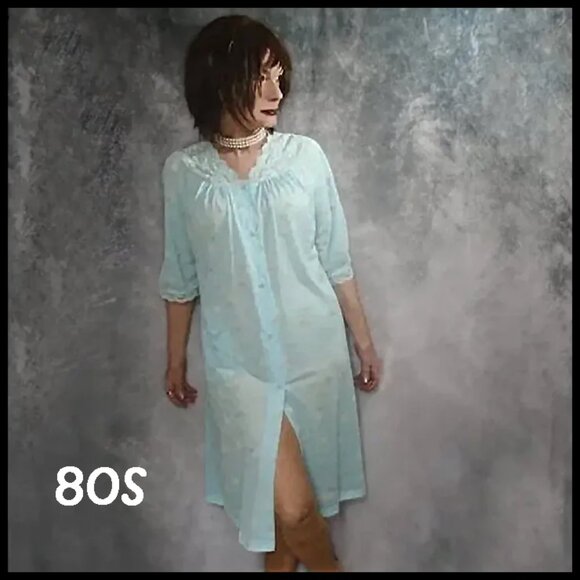 Vintage Nylon Peignoir Robe NEW WITH TAGS, Lace, Embroidery - Picture 9 of 16